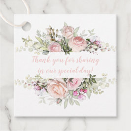 Sweetheart Blush Pink Roses Grüne Hochzeit | Geschenkanhänger