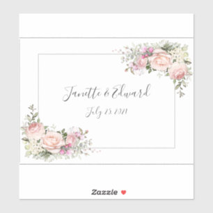 Sweetheart Blush Pink Roses und Grün Aufkleber