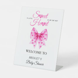Sweetheart bow Valentines baby shower Welcome sign Sockelschild