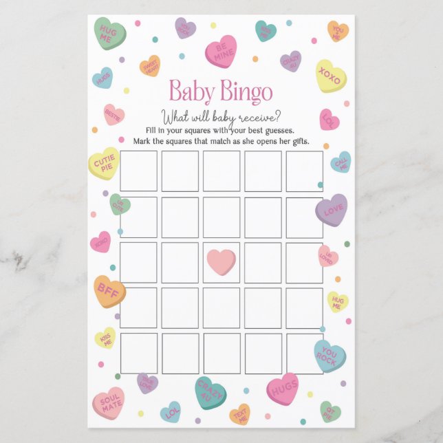 Sweetheart Candy Baby Bingo Baby Showspiel (Vorderseite)