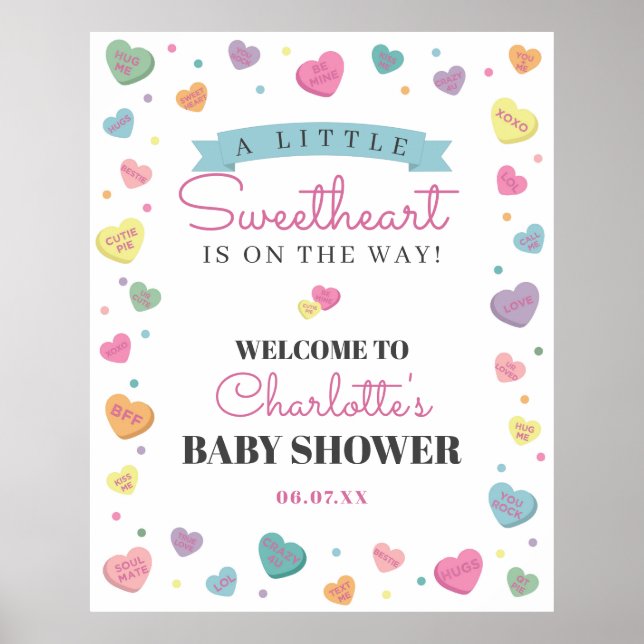 Sweetheart Candy Baby Dusche Begrüßungszeichen Poster (Vorne)