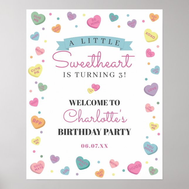 Sweetheart Candy Birthday Welcome Sign Poster (Vorne)