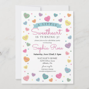 Sweetheart Candy Februar Geburtstagsfeier für Mädc Einladung