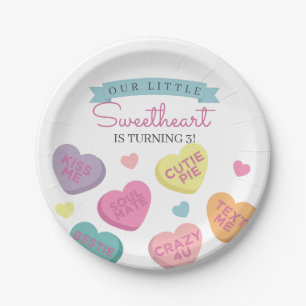 Sweetheart Candy Hearts Geburtstagsparty Dekoratio Pappteller