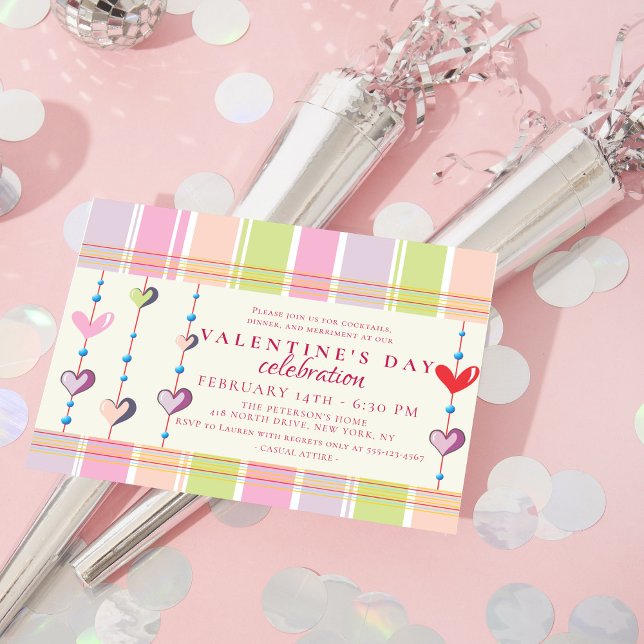 Sweetheart Candy Stripe Valentine's Day Party Einladung (Von Creator hochgeladen)