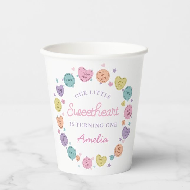 Sweetheart Candy Valentine Birthday Paper Cups Pappbecher (Vorderseite)