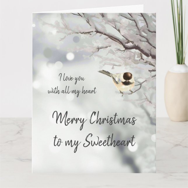 Sweetheart Christmas Liebe my Heart Chickadee Bird Karte (Vorderseite)