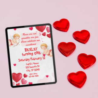 Sweetheart & Cupids 1st Birthday Einladung