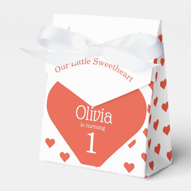 Sweetheart First Birthday Party Red Heart Zelt Geschenkschachtel (Vorderseite)