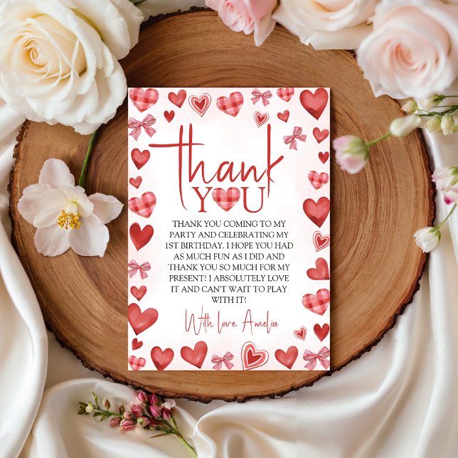 Sweetheart First Birthday Thank You Card Einladung (Von Creator hochgeladen)