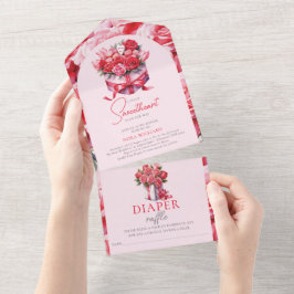 Sweetheart Floral Arch Babydusche Windelwindeln All In One Einladung