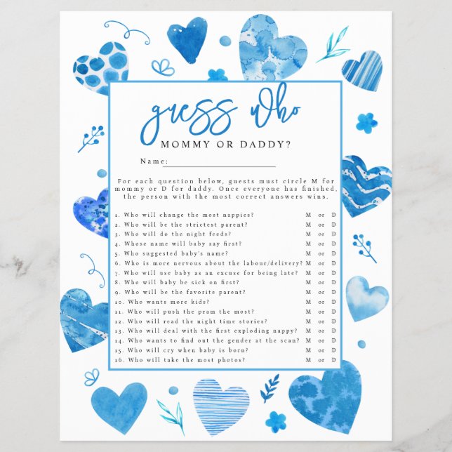 Sweetheart 'Guess Who' Baby Showspiel Flyer (Vorne)