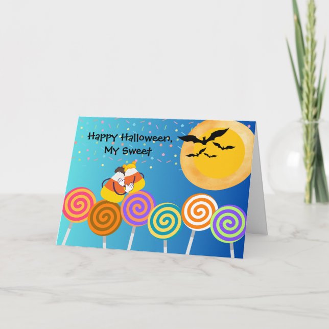 Sweetheart Halloween mit Candy Corn Couple Karte (Vorderseite)