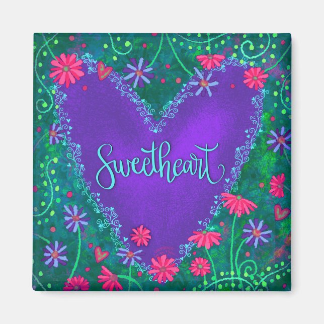 Sweetheart Heart Floral Inspirivity Magnet (Vorne)