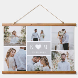 Sweetheart Initials Couple Foto Wall Tapestory Wandteppich Mit Holzrahmen