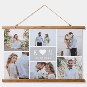 Sweetheart Initials Couple Foto Wall Tapestory Wandteppich Mit Holzrahmen