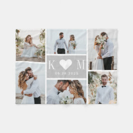 Sweetheart Initials Editable Color Collage Blanket Fleecedecke