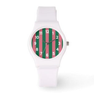 Sweetheart Pink Pickle Green Strip Armbanduhr