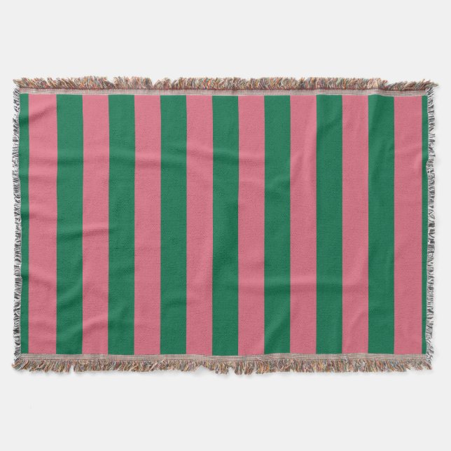 Sweetheart Pink Pickle Green Strip Decke (Vorderseite)