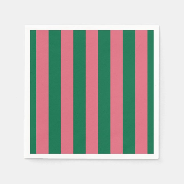 Sweetheart Pink Pickle Green Strip Serviette (Vorderseite)