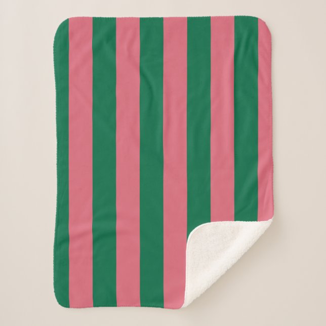 Sweetheart Pink Pickle Green Strip Sherpadecke (Vorderseite)