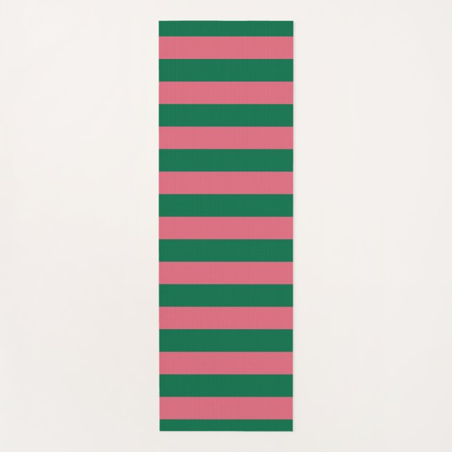 Sweetheart Pink Pickle Green Strip Yogamatte (Vorderseite)