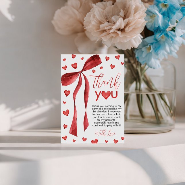 Sweetheart Red Bow Thank You Card Einladung (Von Creator hochgeladen)