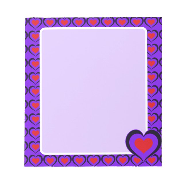 Sweetheart Red & Purple Hearts  Notizblock (Vorderseite)