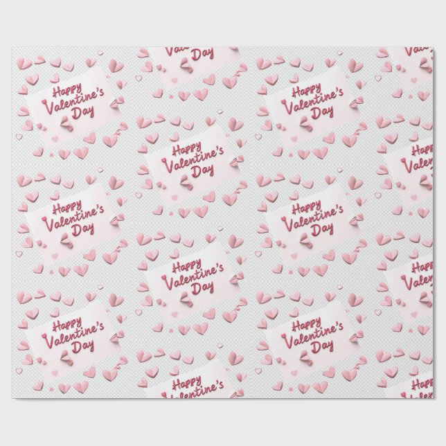 Sweetheart Scatter: Coral and Pastel Pink Hearts Geschenkpapier (Flach)