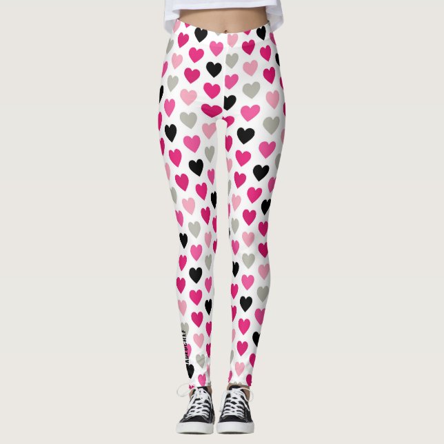 Sweetheart Scribbles: Pink and Black Heart Legging Leggings (Vorderseite)