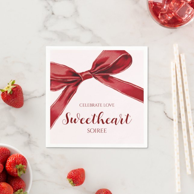 Sweetheart Soiree Elegant Bow Valentines Day Party Serviette (Beispiel)