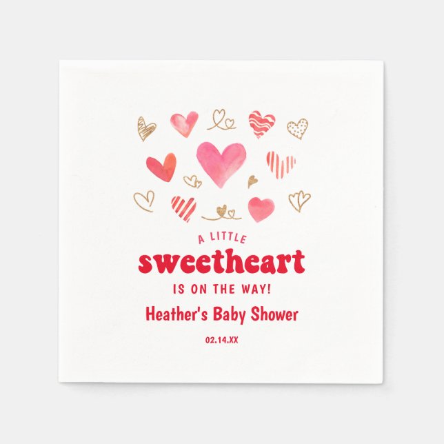 Sweetheart Valentines Day Baby Shower Serviette (Vorderseite)