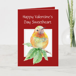 Sweetheart Valentine's Day Rufous Hummingbird Feiertagskarte