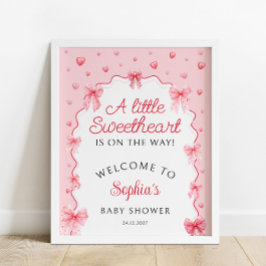 Sweetheart Valentines Pink Bow Baby Dusche Willkom Poster