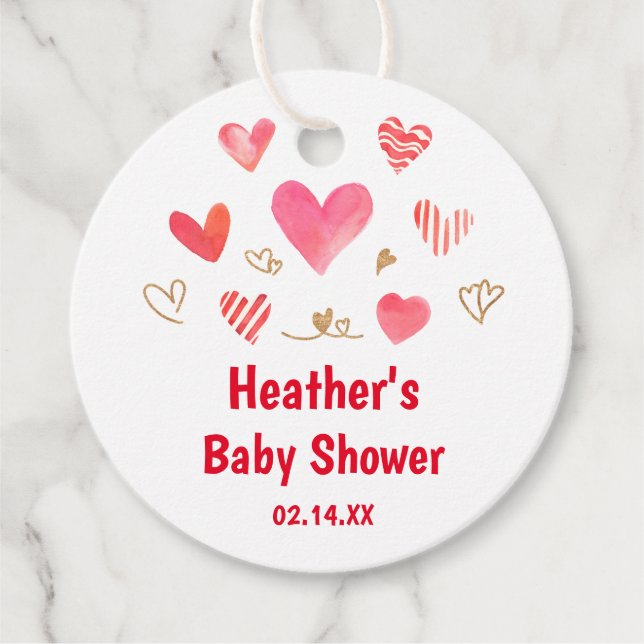 Sweetheart Valentines's Day Baby Shower Favors Geschenkanhänger (Vorderseite)