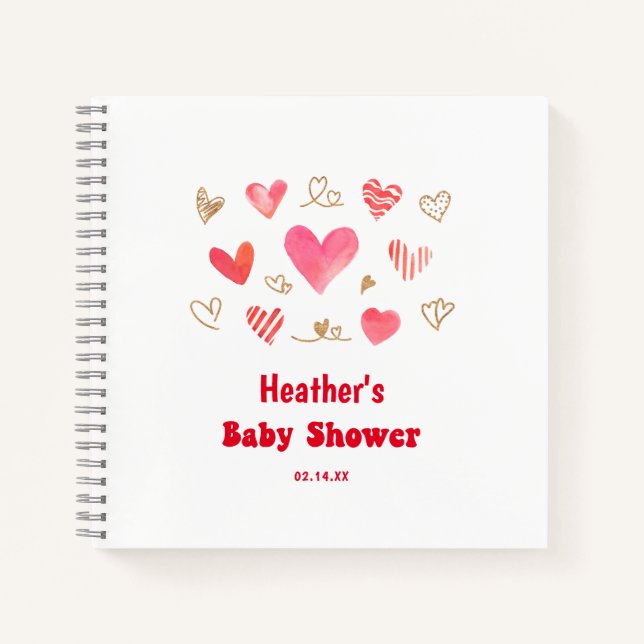 Sweetheart Valentines's Day Baby Shower Gästebuch Notizbuch (Vorderseite)