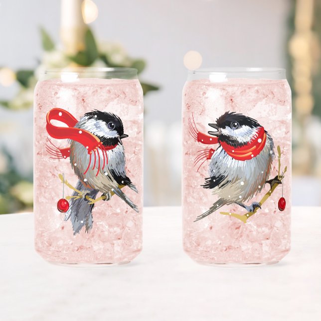 Sweethearts Couple Snowy Winter Chickadees Dosenglas (Insitu (Hochzeit))