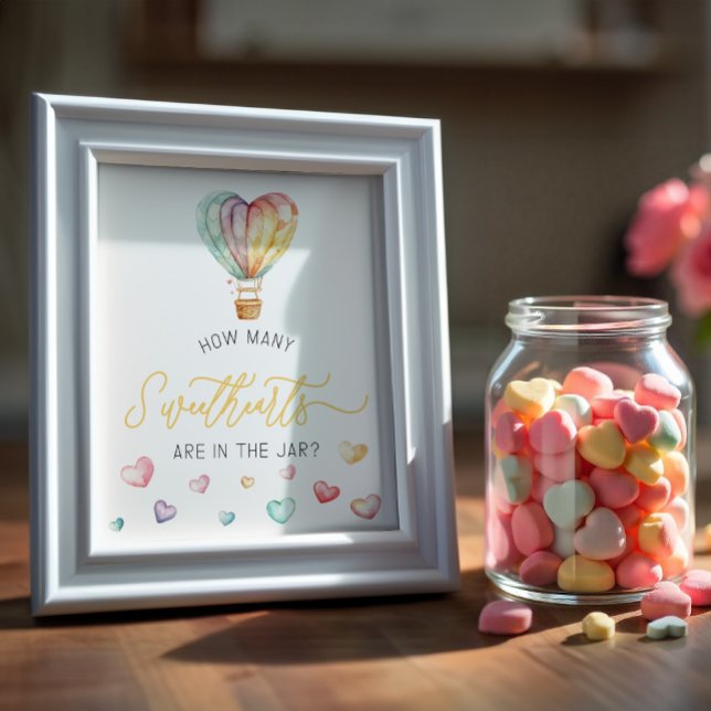 Sweethearts in Jar Baby Shower Game Sign Poster (Valentine Baby Shower Game)