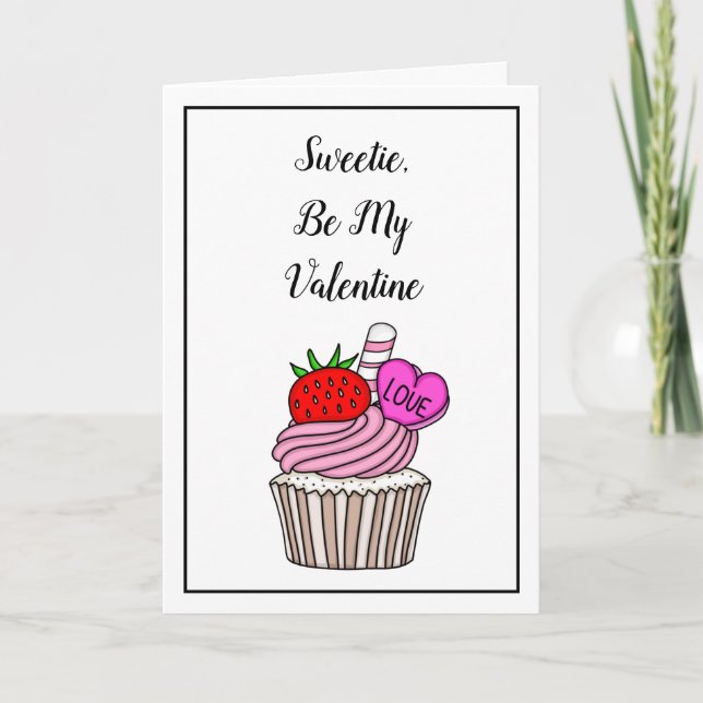 Sweetie Be my Valentine | Valentinstag Karte (Vorderseite)