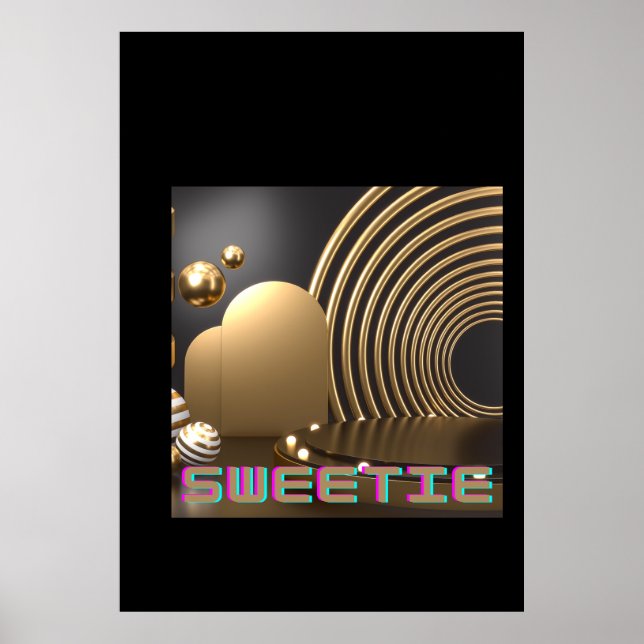 Sweetie Text Name gedruckt mit Herzform Poster (Vorne)