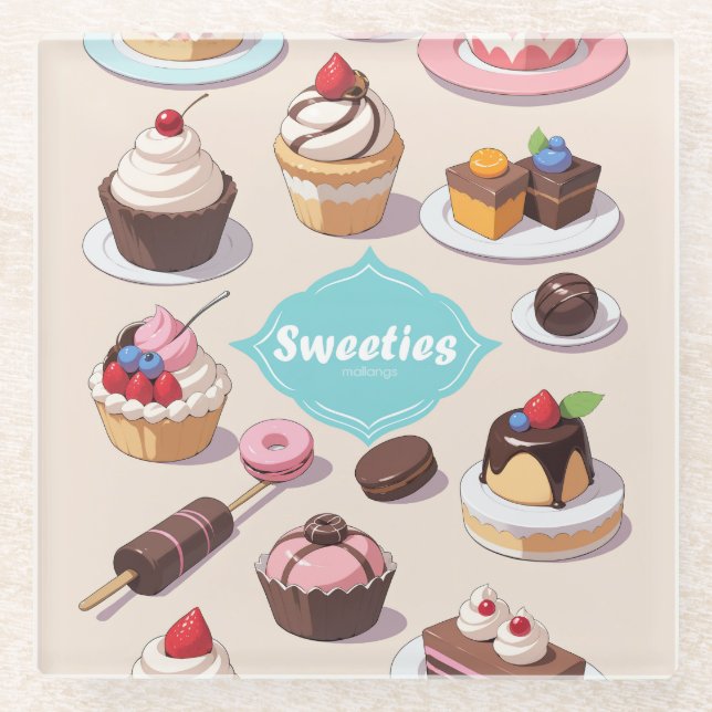 Sweeties-Quadrat-Untersetzer Glasuntersetzer (Vorderseite)