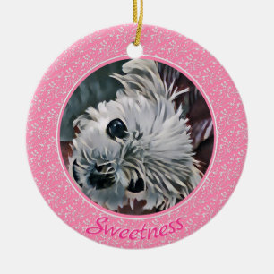 Sweetness-Pink-Puppy-Template Round- Keramik Ornament
