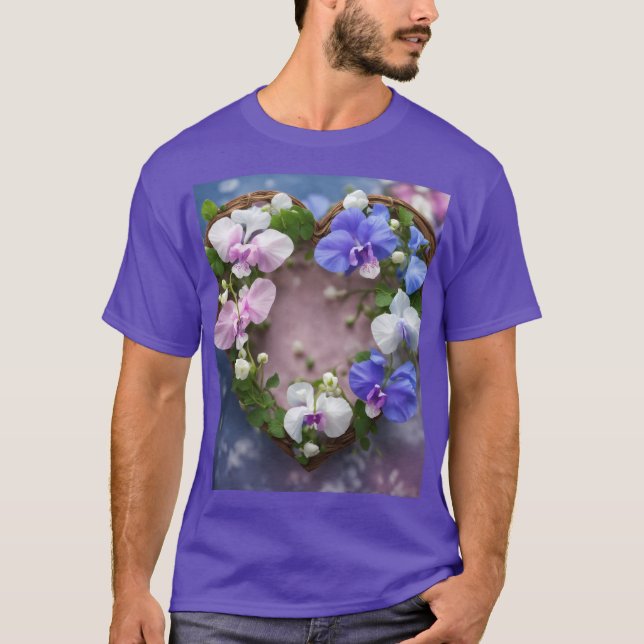 Sweetpea Heart Vine - Dark T - Shirt Design (Vorderseite)