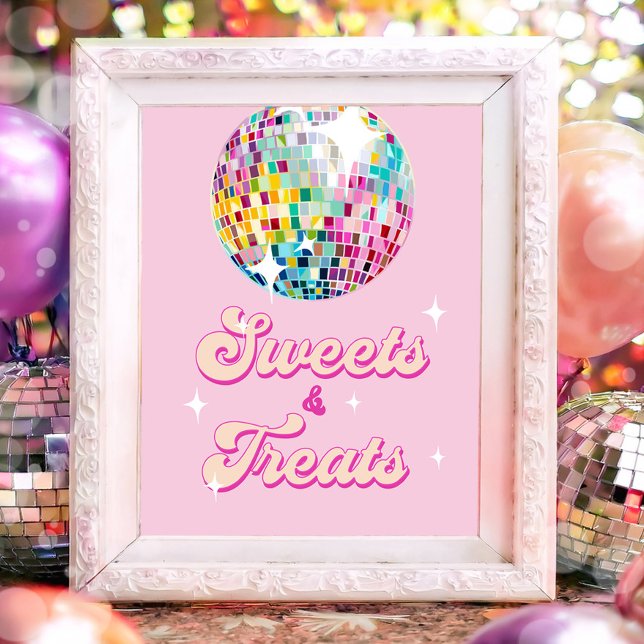 Sweets and Treats Disco Ball Retro Groovy Birthday Poster (Von Creator hochgeladen)
