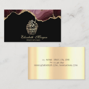 Sweets Cupcake Gold Drips Bäckerei Burgunder Achat Visitenkarte