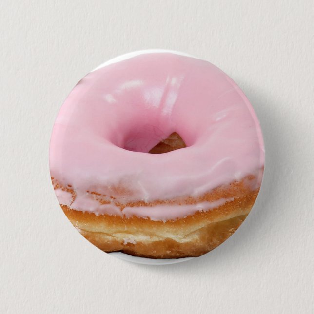 Sweets Dessert Food Pink Frosted Donut Button (Vorderseite)