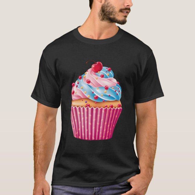 Sweets K Cupcake Sprinkles Pattern Dessert Food T-Shirt (Vorderseite)