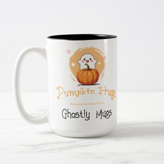 Sweetspooky Niedlich Ghost Pumpkin Fall Kaffee Zweifarbige Tasse (Links)