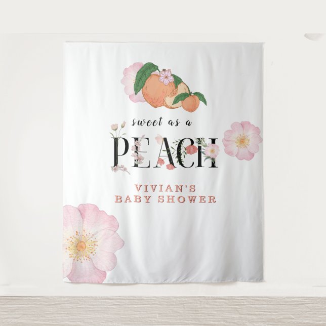 Sweety Little Peach Baby Dusche Wandteppich (Vorderseite)
