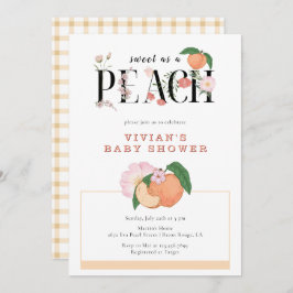 Sweety Little Peach & Floral Baby Dusche Einladung